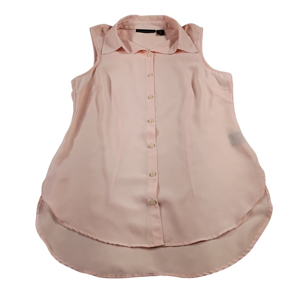 Attention Blouse Women S Pink Sleeveless Button Front High-Low Hem